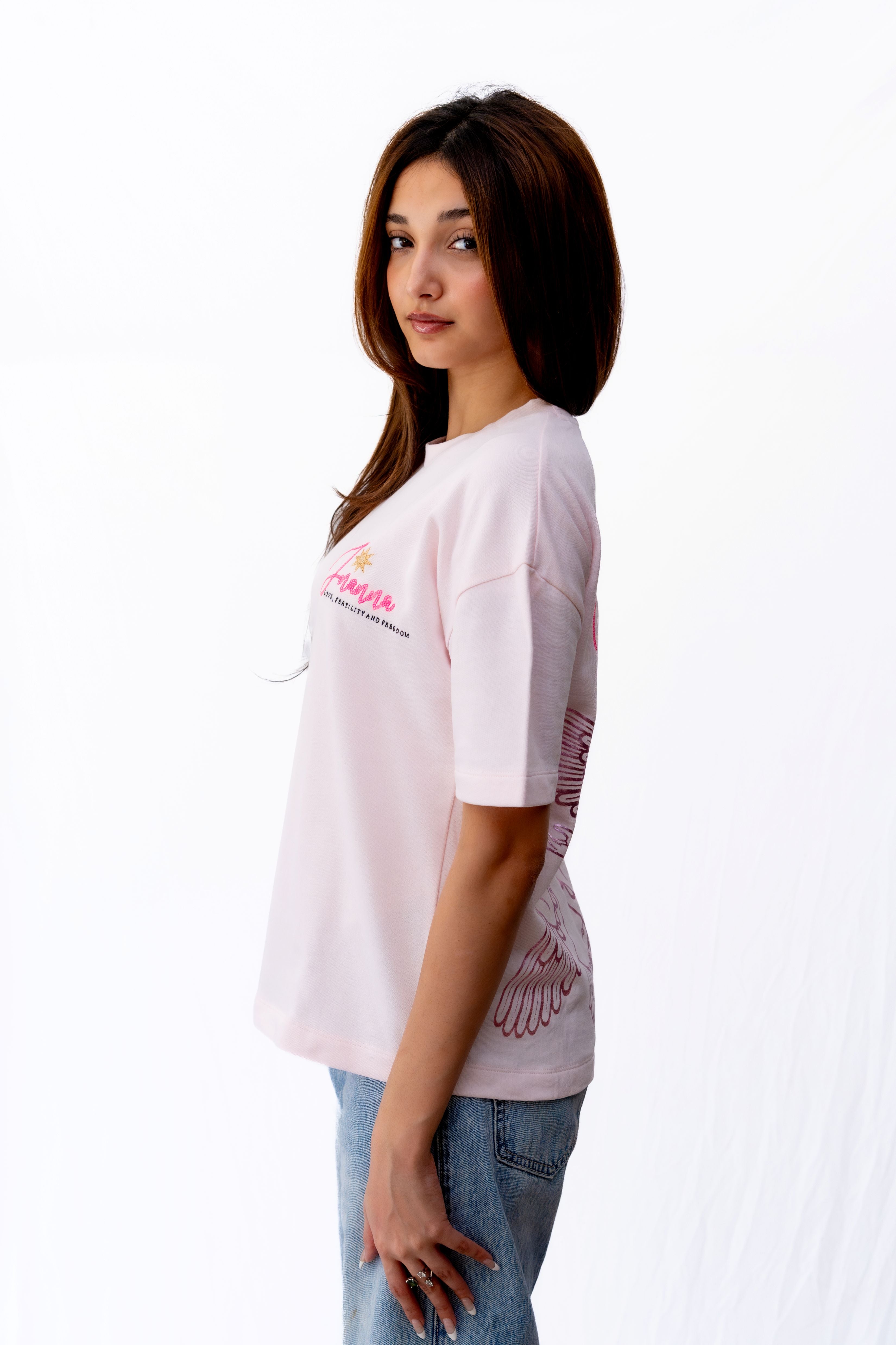 Inanna Baby Pink T-shirts - flaunt your love, fertility, and freedom in style
