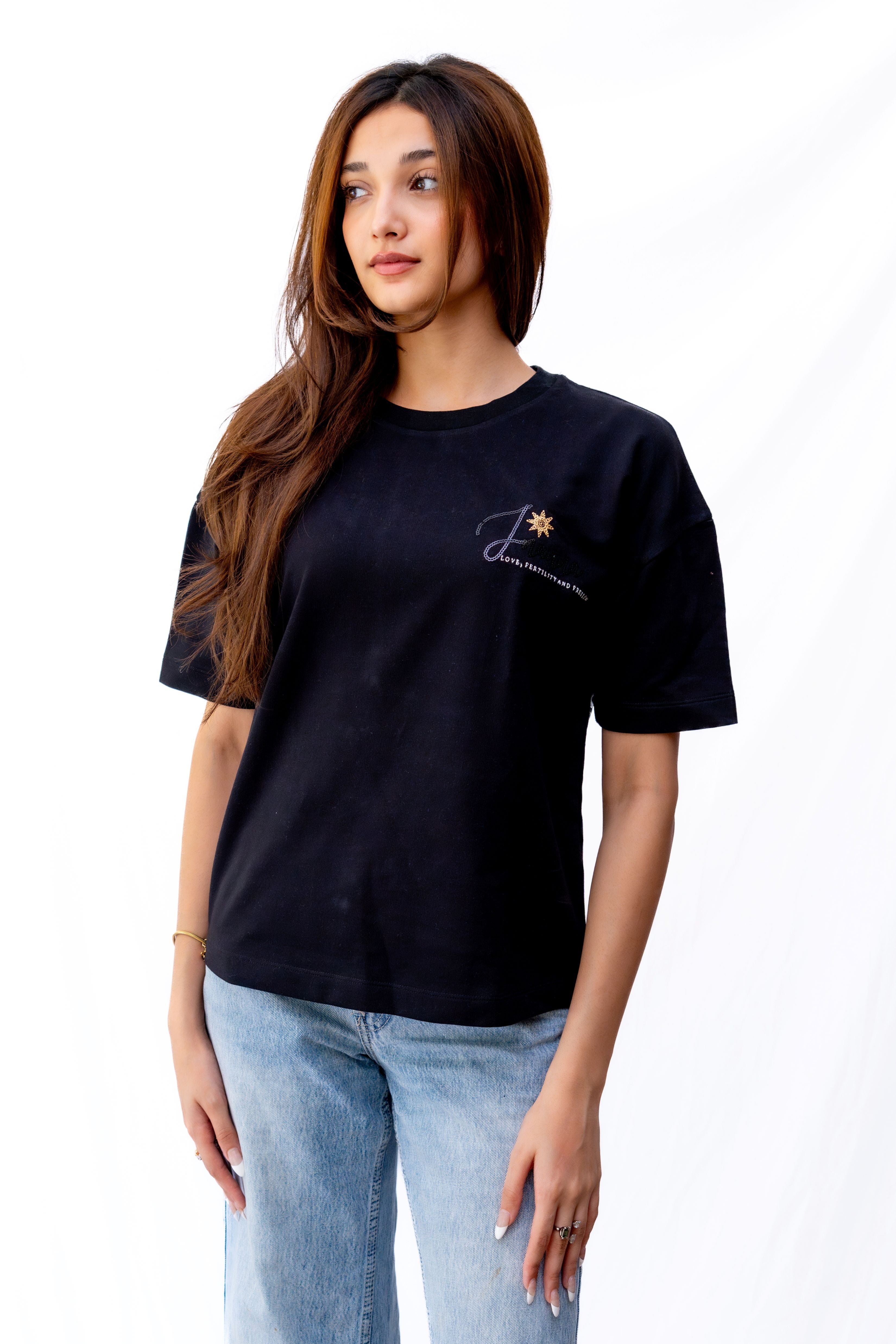 Inanna Black T-shirts - flaunt your love, fertility, and freedom in style.