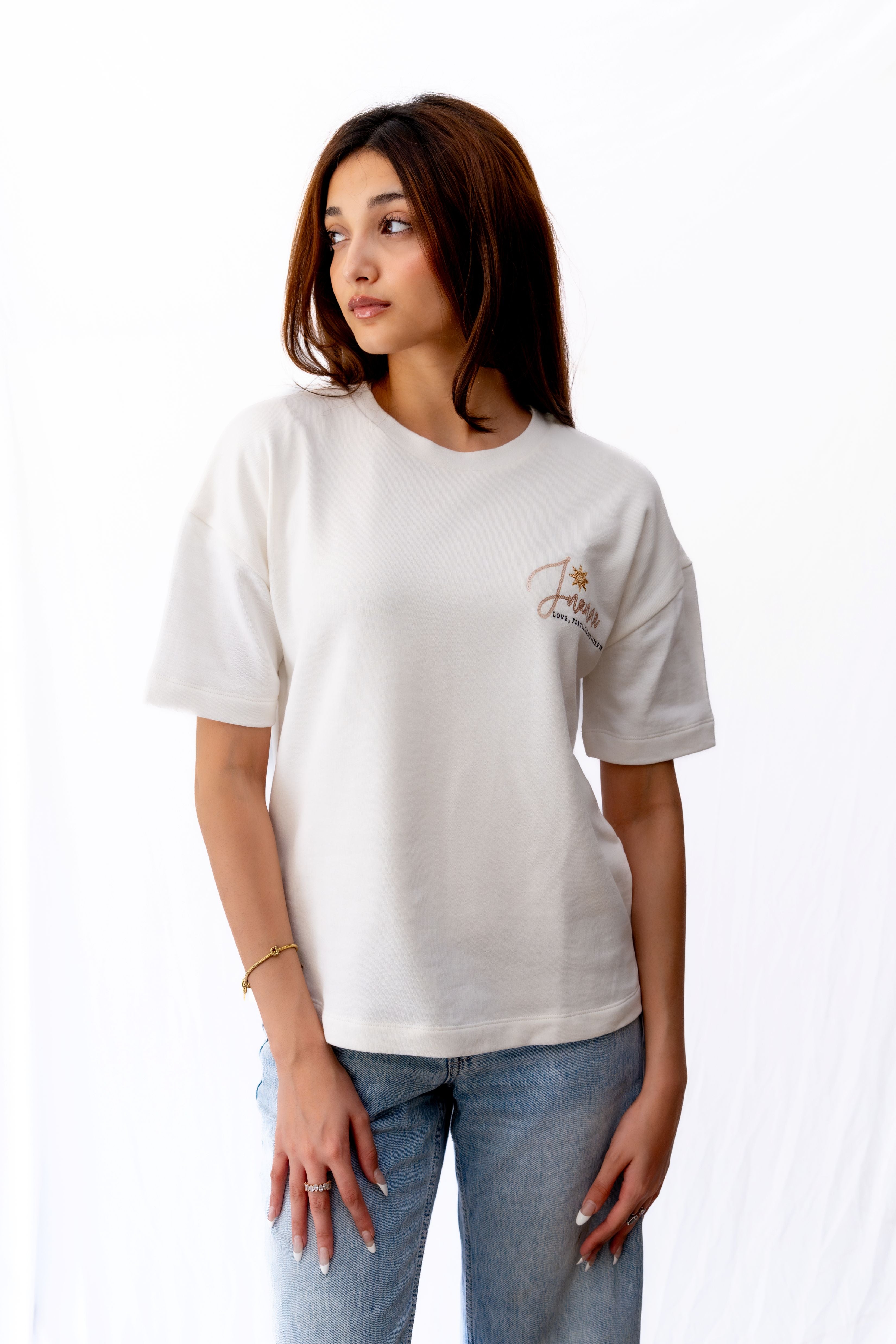 Inanna white T-shirt - flaunt your love, fertility, and freedom in style
