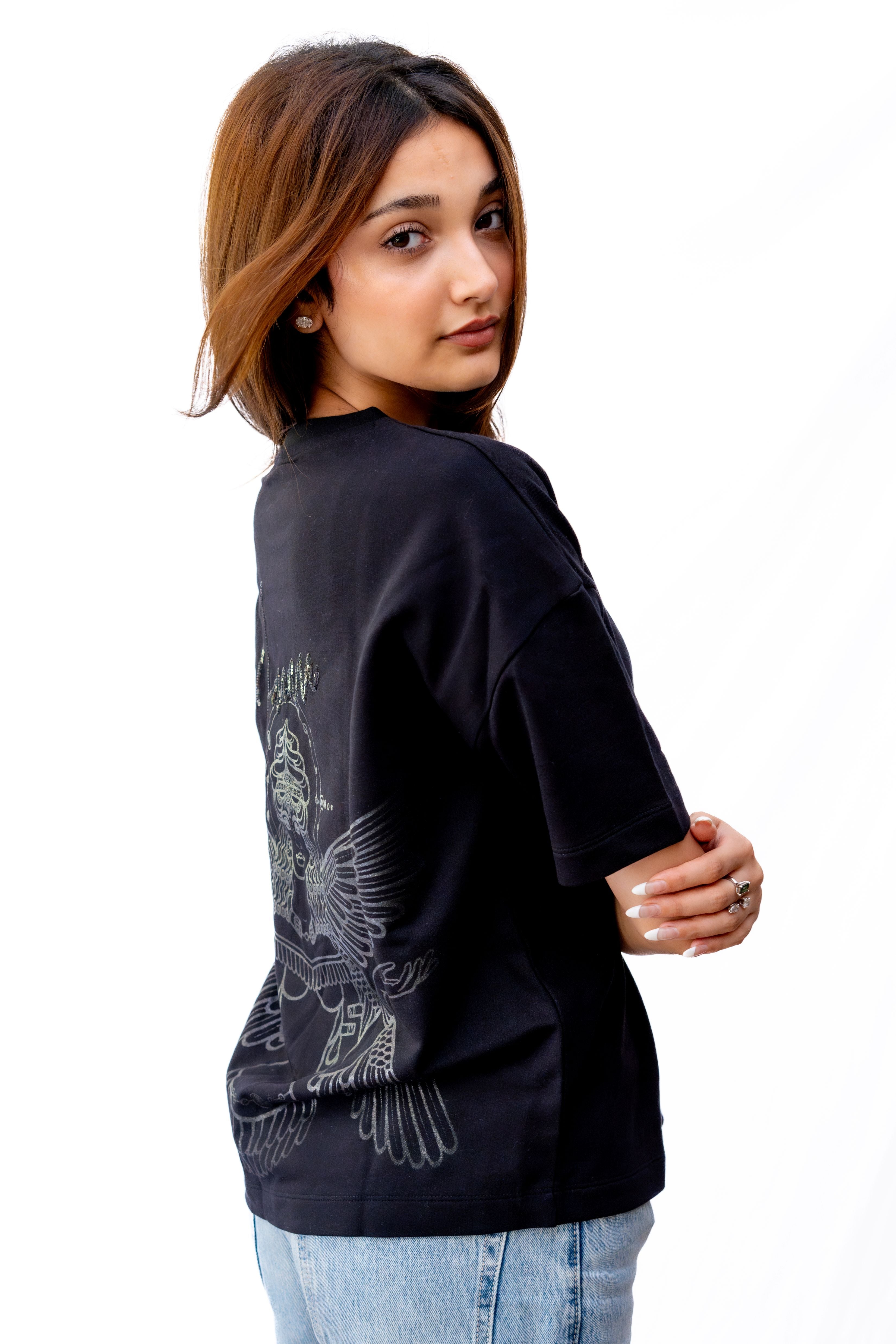 Inanna Black T-shirts - flaunt your love, fertility, and freedom in style.