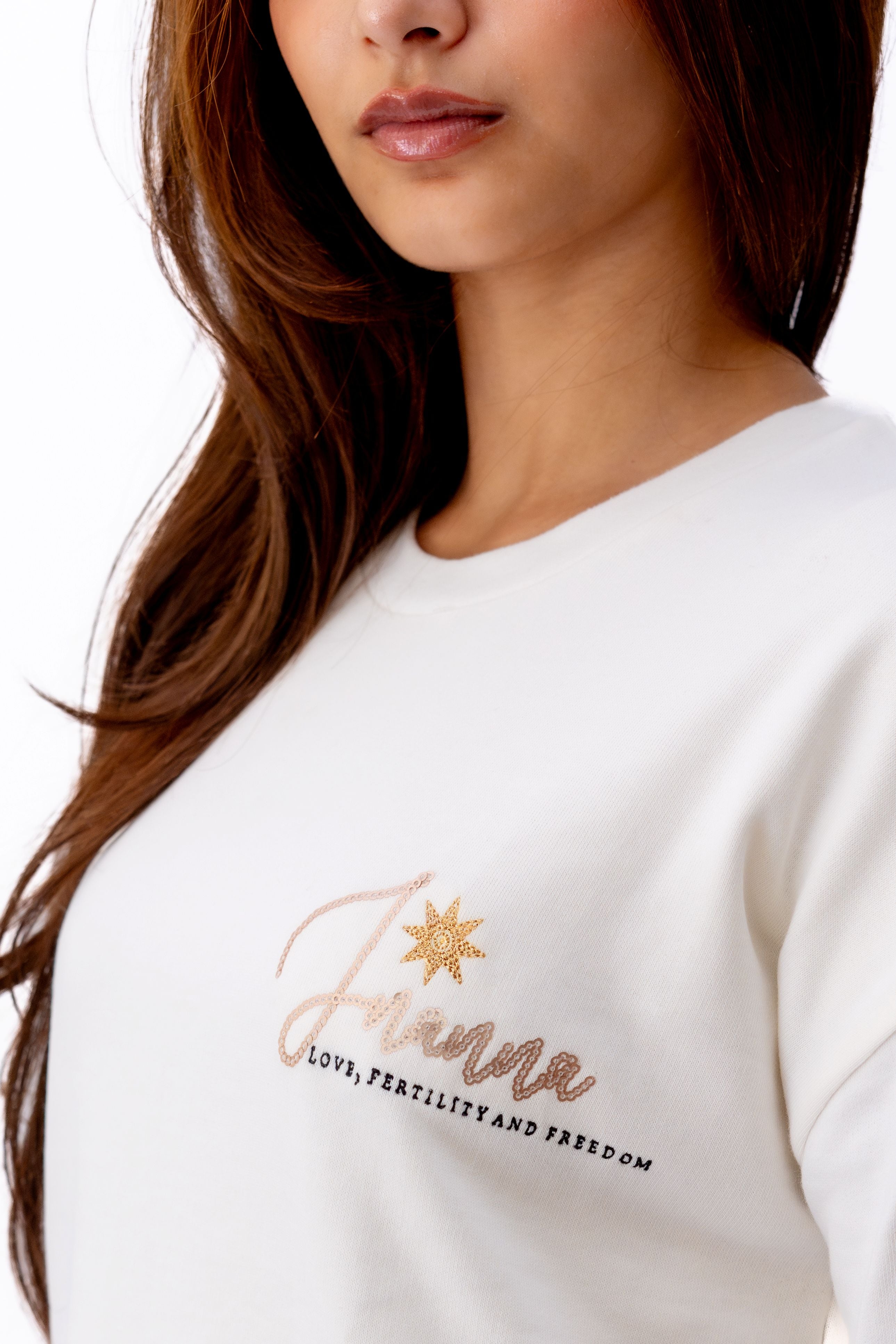 Inanna white T-shirt - flaunt your love, fertility, and freedom in style